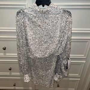 Nasty Gal Balloon Sleeve Sequined Embellished Dress
